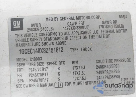 2008 Chevrolet Silverado 1500 Work Truck from USA, damaged, VIN 1GCEC140X8Z151612